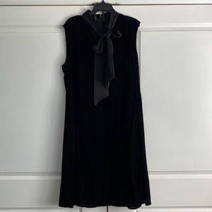 New Lauren Ralph Lauren Women’s Tie-Neck Black Velvet Drop Waist Dress sz 16